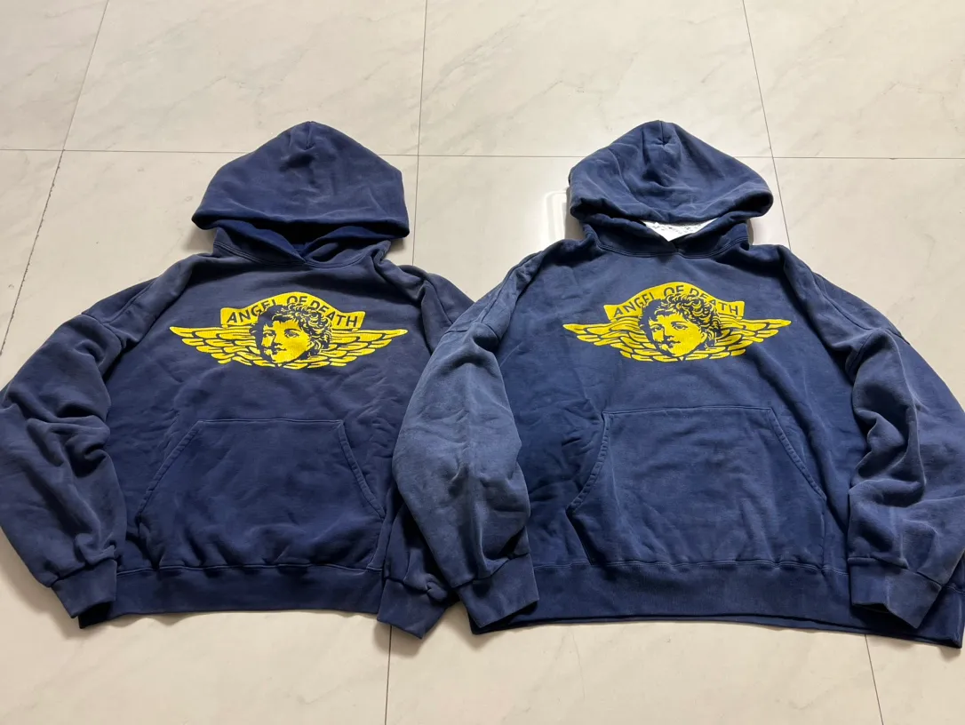 Proofing vs original SAINT M×××××× ANGEL HOODIE/NAVY Angel Reborn Blue Hoodie Washed Blue S-XL